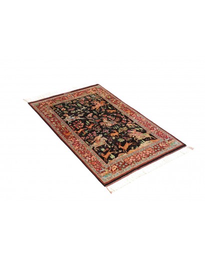 Tappeto Ghom seta Persia marrone giallo 78x117