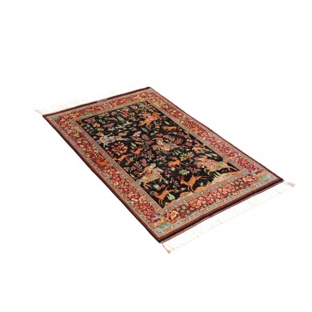 Tappeto Ghom seta Persia marrone giallo 78x117