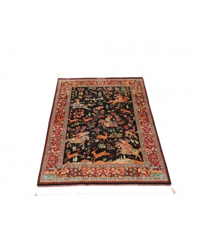 Tappeto Ghom seta Persia marrone giallo 78x117