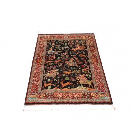Tappeto Ghom seta Persia marrone giallo 78x117
