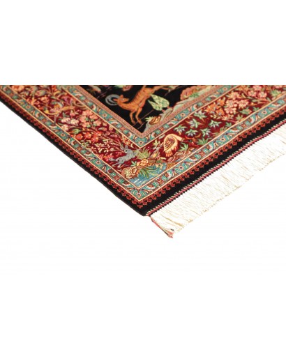 Tappeto Ghom seta Persia marrone giallo 78x117