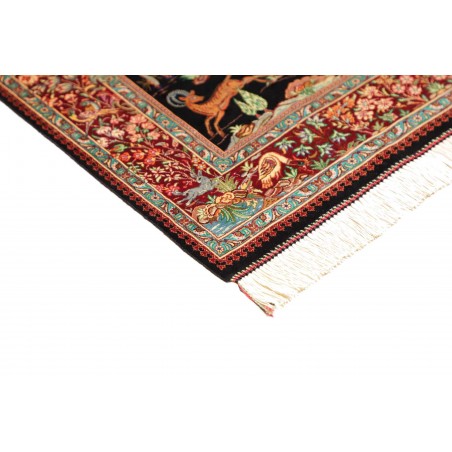 Tappeto Ghom seta Persia marrone giallo 78x117