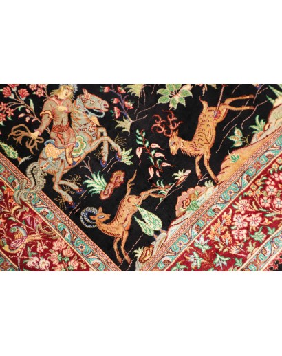 Tappeto Ghom seta Persia marrone giallo 78x117