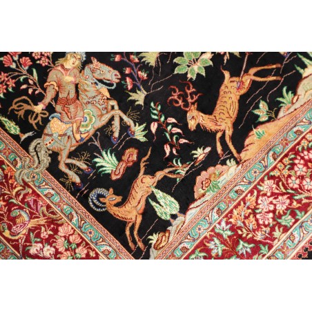 Tappeto Ghom seta Persia marrone giallo 78x117