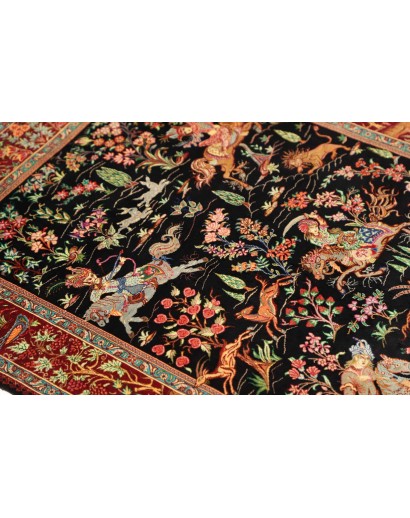 Tappeto Ghom seta Persia marrone giallo 78x117