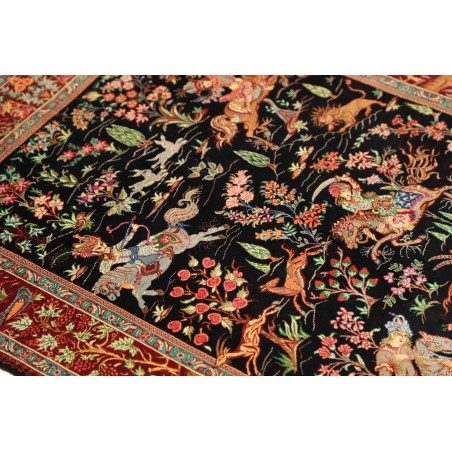 Tappeto Ghom seta Persia marrone giallo 78x117