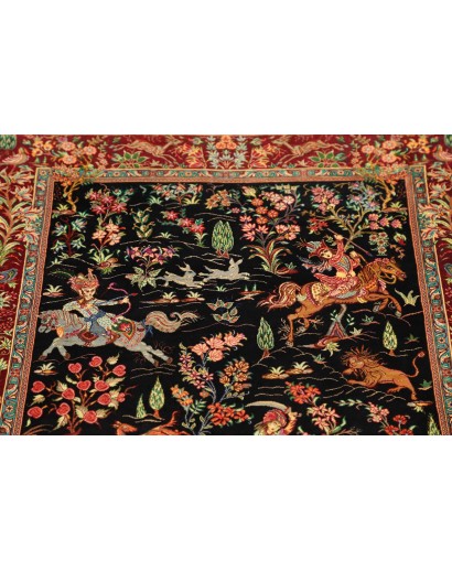 Tappeto Ghom seta Persia marrone giallo 78x117