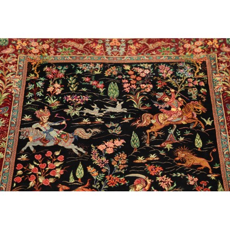 Tappeto Ghom seta Persia marrone giallo 78x117