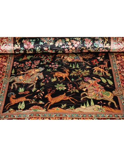 Tappeto Ghom seta Persia marrone giallo 78x117