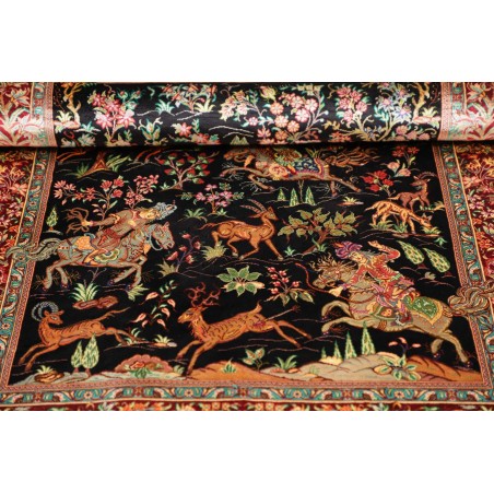 Tappeto Ghom seta Persia marrone giallo 78x117