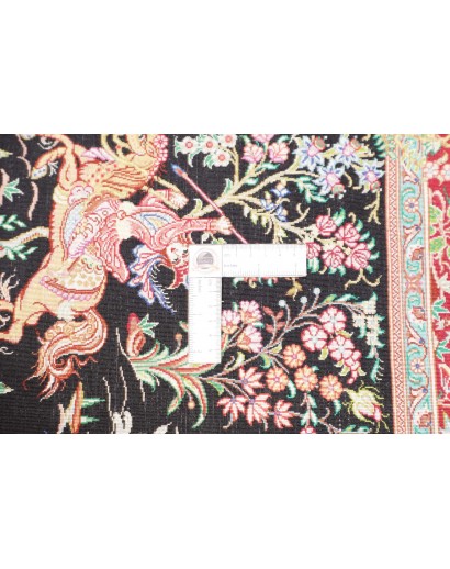 Tappeto Ghom seta Persia marrone giallo 78x117