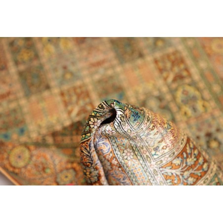 Tappeto Ghom seta Persia marrone 78x120