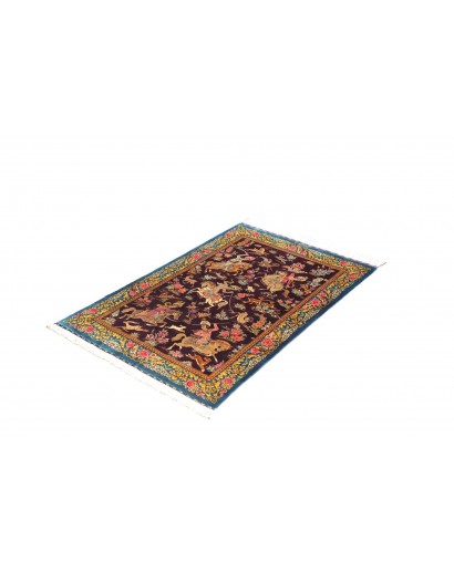 Tappeto Ghom seta Persia grigio marrone 78x120