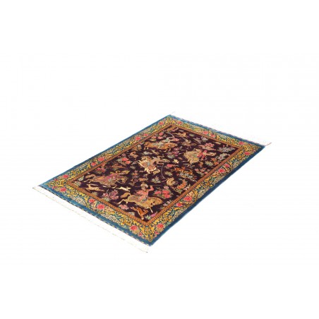Tappeto Ghom seta Persia grigio marrone 78x120