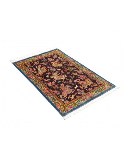 Tappeto Ghom seta Persia grigio marrone 78x120