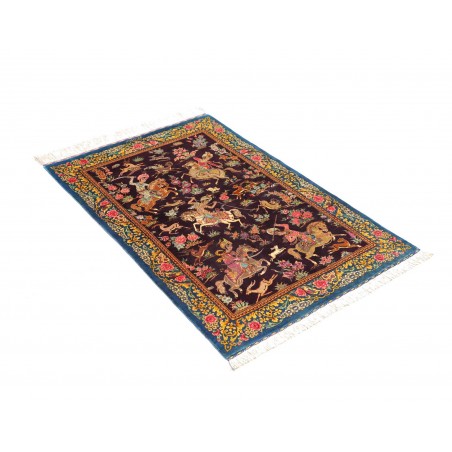 Tappeto Ghom seta Persia grigio marrone 78x120