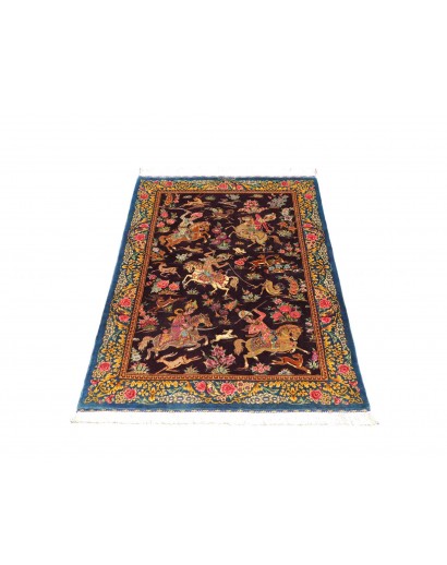 Tappeto Ghom seta Persia grigio marrone 78x120