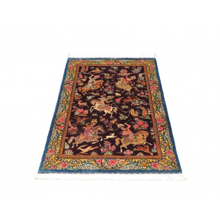 Tappeto Ghom seta Persia grigio marrone 78x120