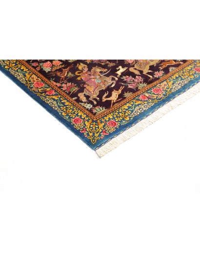 Tappeto Ghom seta Persia grigio marrone 78x120