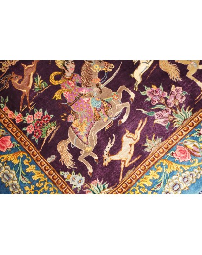 Tappeto Ghom seta Persia grigio marrone 78x120
