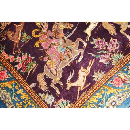 Tappeto Ghom seta Persia grigio marrone 78x120