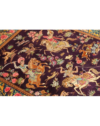 Tappeto Ghom seta Persia grigio marrone 78x120