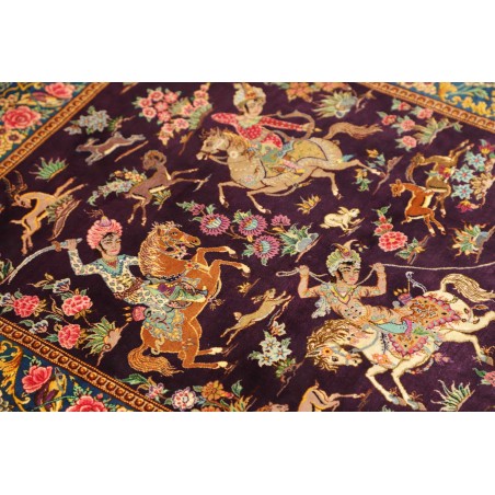 Tappeto Ghom seta Persia grigio marrone 78x120