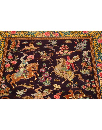 Tappeto Ghom seta Persia grigio marrone 78x120