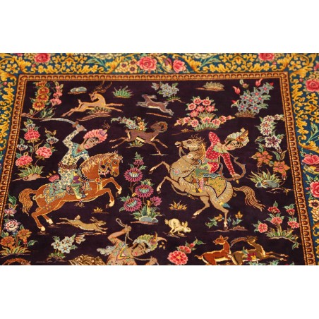 Tappeto Ghom seta Persia grigio marrone 78x120