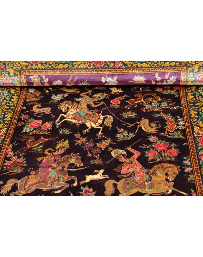 Tappeto Ghom seta Persia grigio marrone 78x120