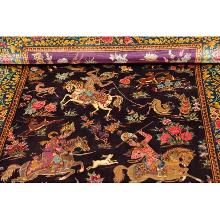 Tappeto Ghom seta Persia grigio marrone 78x120
