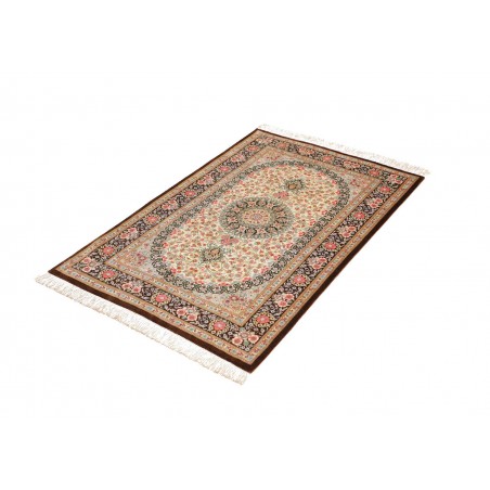 Tappeto Ghom seta Persia marrone verde 78x117