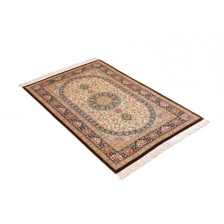 Tappeto Ghom seta Persia marrone verde 78x117