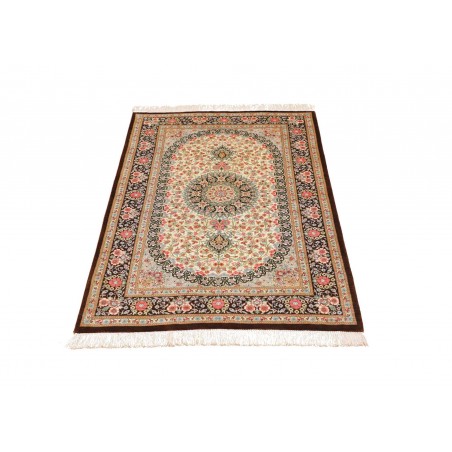 Tappeto Ghom seta Persia marrone verde 78x117