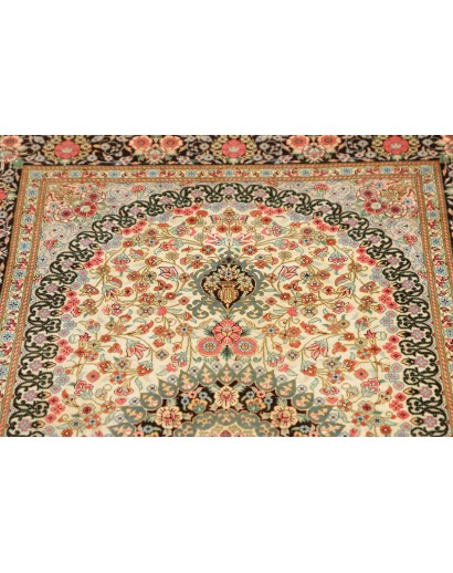 Tappeto Ghom seta Persia marrone verde 78x117