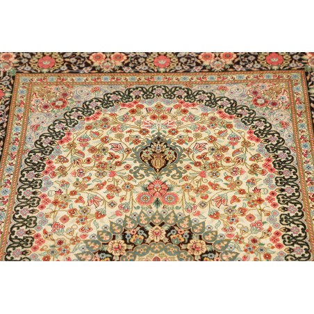 Tappeto Ghom seta Persia marrone verde 78x117