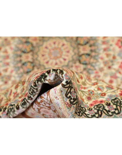 Tappeto Ghom seta Persia marrone verde 78x117