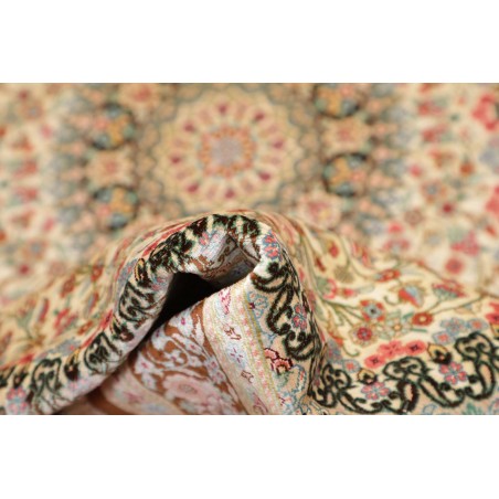 Tappeto Ghom seta Persia marrone verde 78x117