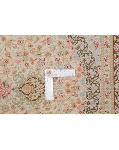 Tappeto Ghom seta Persia marrone verde 78x117
