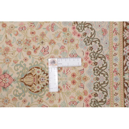 Tappeto Ghom seta Persia marrone verde 78x117