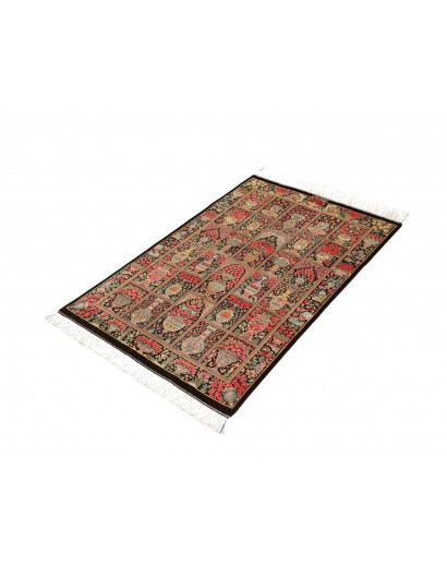 Tappeto Ghom seta Persia marrone blu 78x120