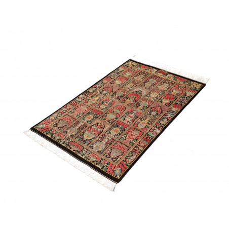 Tappeto Ghom seta Persia marrone blu 78x120