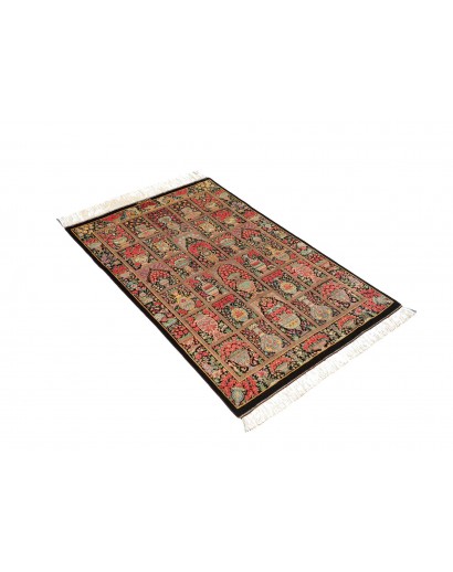 Tappeto Ghom seta Persia marrone blu 78x120