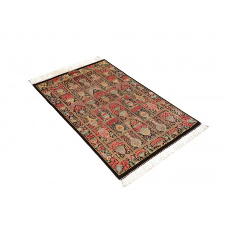 Tappeto Ghom seta Persia marrone blu 78x120