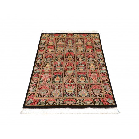 Tappeto Ghom seta Persia marrone blu 78x120