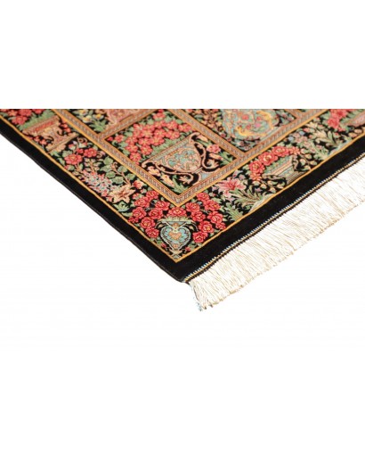 Tappeto Ghom seta Persia marrone blu 78x120