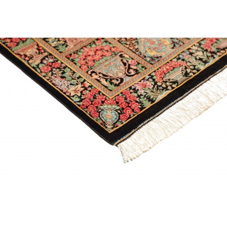 Tappeto Ghom seta Persia marrone blu 78x120
