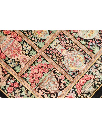 Tappeto Ghom seta Persia marrone blu 78x120