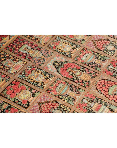 Tappeto Ghom seta Persia marrone blu 78x120