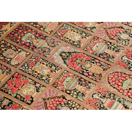Tappeto Ghom seta Persia marrone blu 78x120